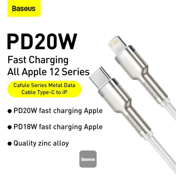 Baseus Cafule Series Metal Data Cable Type-C to Lightning iPhone PD 20W 2M - White