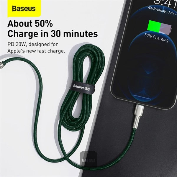 Baseus Cafule Series Metal Data Cable Type-C to Lightning iPhone PD 20W 2M - Green