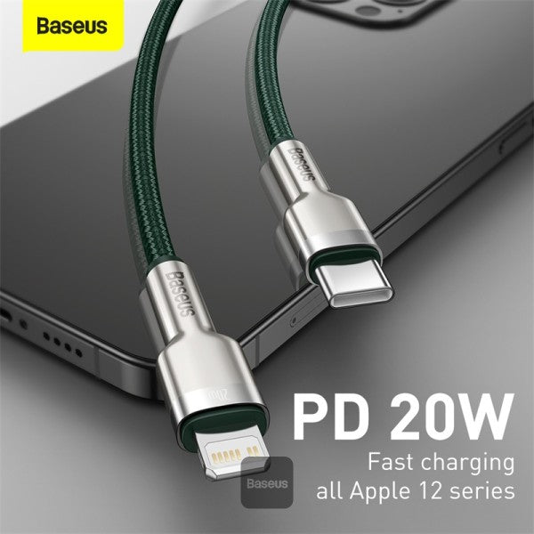 Baseus Cafule Series Metal Data Cable Type-C to Lightning iPhone PD 20W 2M - Green