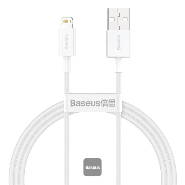 Baseus Superior Series USB to Lightning-Fast Charging Cable Data Transfer 24A for iPhone 13 12 11 Pro Max Mini XS X 8 7 6 5 SE iPad and More 1M White