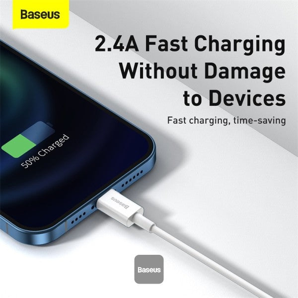 Baseus Superior Series USB to Lightning-Fast Charging Cable Data Transfer 24A for iPhone 13 12 11 Pro Max Mini XS X 8 7 6 5 SE iPad and More 1M - Blue