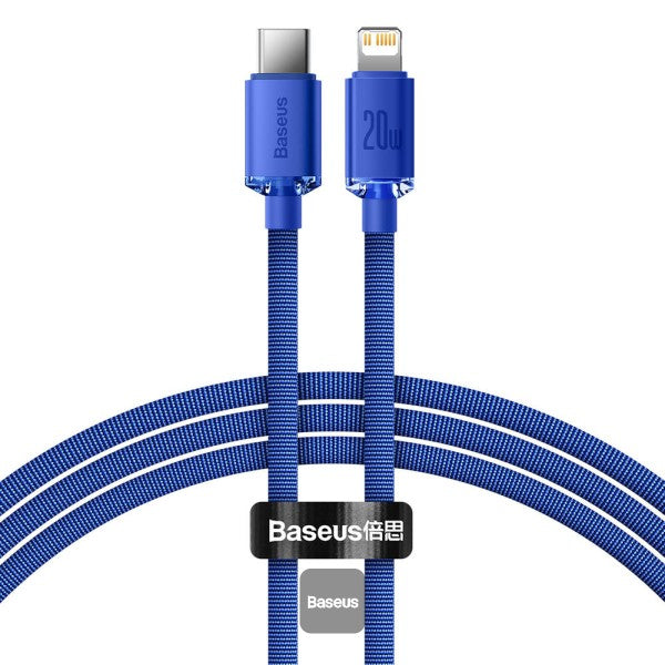 Baseus 20W PD Cable Crystal Shine Series Fast Charging Data Cable Type-C For iPhone 8 X XS XR 11 12 13 mini pro max 12M Blue