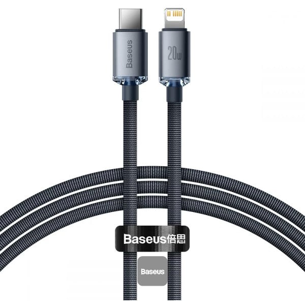 Baseus 20W PD Cable Crystal Shine Series Fast Charging Data Cable Type-C For iPhone 8 X XS XR 11 12 13 mini pro max 12M Black