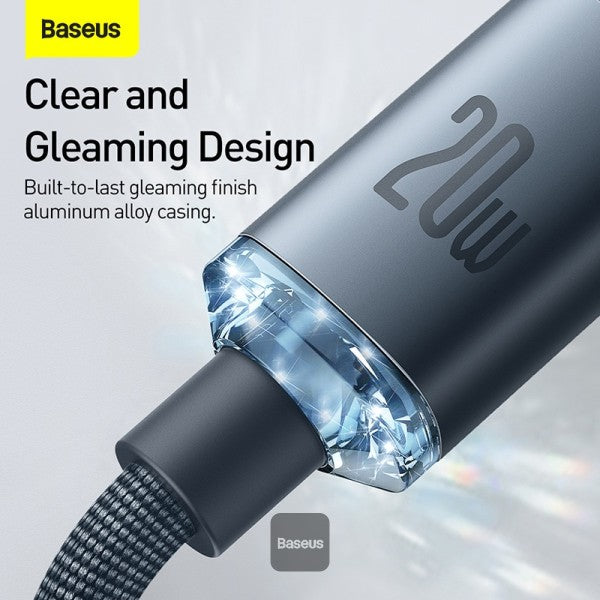 Baseus 20W PD Cable Crystal Shine Series Fast Charging Data Cable Type-C For iPhone 8 X XS XR 11 12 13 mini pro max 12M Purple