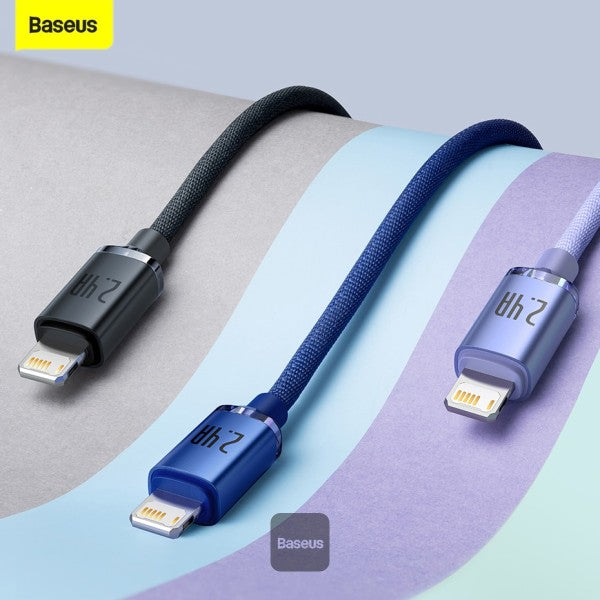 Baseus 24A USB Cable For iPhone 12 13 11 Pro Max X XR XS 8 7 iPad Cable Charging Charger USB Mobile Phone Cables 12M - Blue
