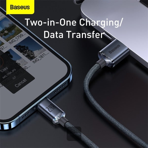 Baseus 24A USB Cable For iPhone 12 13 11 Pro Max X XR XS 8 7 iPad Cable Charging Charger USB Mobile Phone Cables 12M - Blue