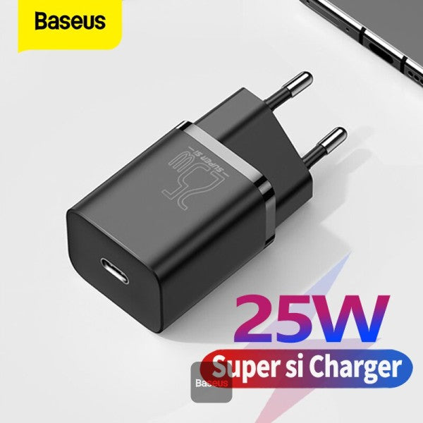 Baseus 25W USB C Charge PD Fast Charging Portable Phone Charger For Samsung S20 S21 Super Si USB C Charger Type C Fast Charger wit Cable Black