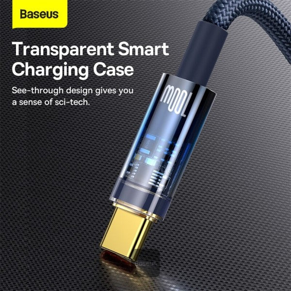 Baseus Explorer Series Auto Power Off USB-A to Type-C Cable - 100W 6A Fast Charging Cable and 480Mbps Data Transfer 1M - Blue