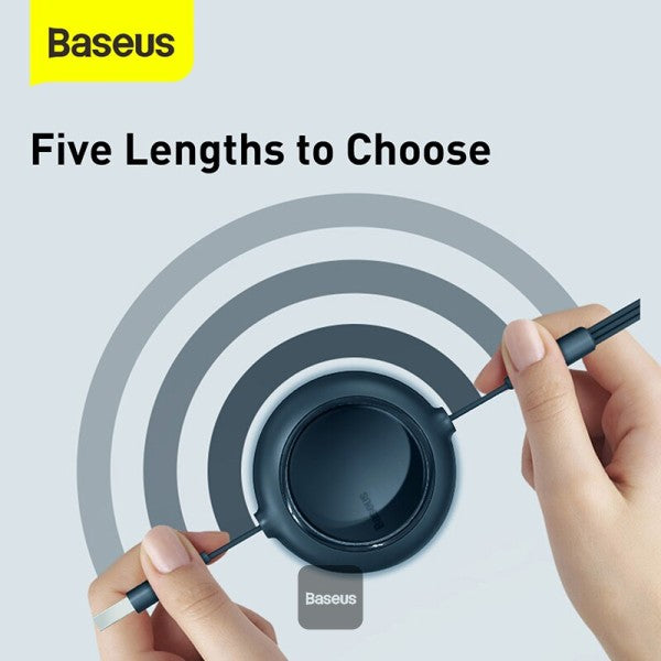 Baseus Bright Mirror One-for-three Retractable Data Cable USB to M+L+C 35A 12m Black