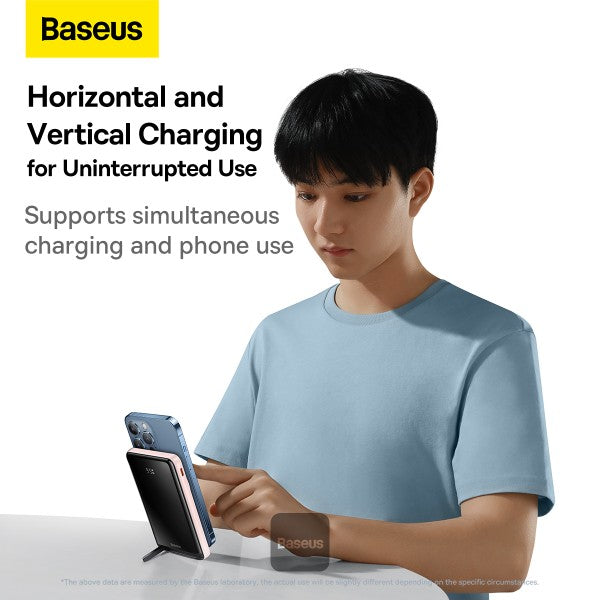 Baseus Magnetic Bracket Wireless Fast Charge Power Bank 10000mAh 20W Pink (With Baseus Xiaobai series fast charging Cable Type-C to Type-C 60W(20V 3A) 50cm Pink)