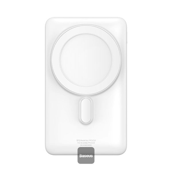 Baseus Magnetic Bracket Wireless Fast Charge Power Bank 10000mAh 20W White (With Baseus Xiaobai series fast charging Cable Type-C to Type-C 60W(20V 3A) 50cm white)
