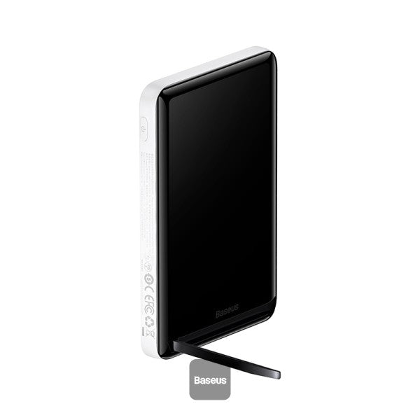 Baseus Magnetic Bracket Wireless Fast Charge Power Bank 10000mAh 20W White (With Baseus Xiaobai series fast charging Cable Type-C to Type-C 60W(20V 3A) 50cm white)
