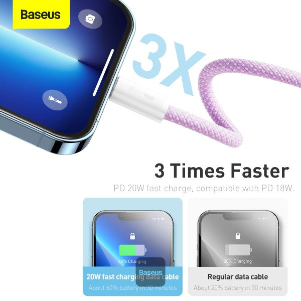 Baseus Dynamic Series Fast Charging Data Cable Type-C to Lightning 20W 2M - Purple