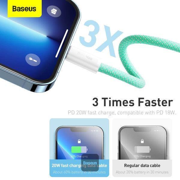 Baseus Dynamic Series Fast Charging Data Cable Type-C to Lightning 20W 2M - Green