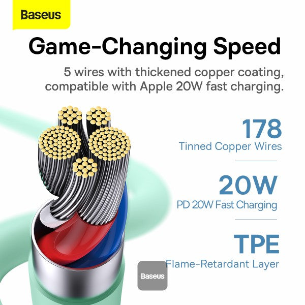 Baseus Jelly Liquid Silica Gel Fast Charging Data Cable Type-C to iP 20W 12m Green