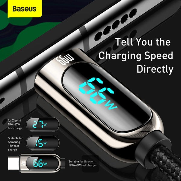 Baseus Display Fast Charging Data Cable USB to Type-C 66W (1m) Black