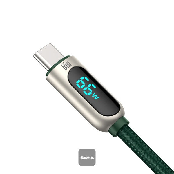 Baseus Display Fast Charging Data Cable USB to Type-C 66W (1m) Green