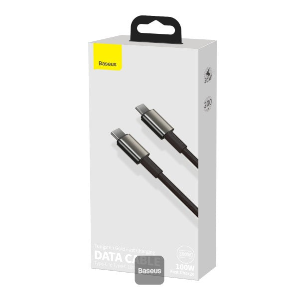 Baseus Tungsten Gold Fast Charging Data Cable Type-C to Type-C 100W 2M - Black