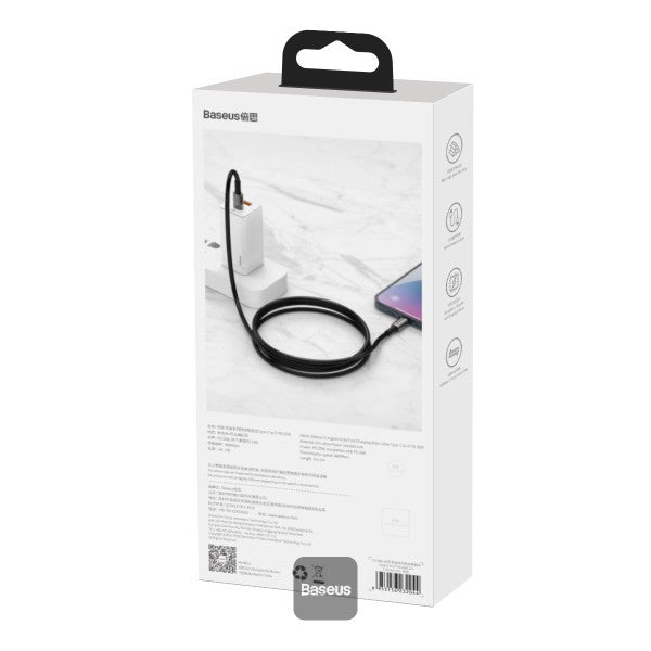 Baseus Tungsten Gold Fast Charging Data Cable Type-C to Type-C 100W 2M - Black