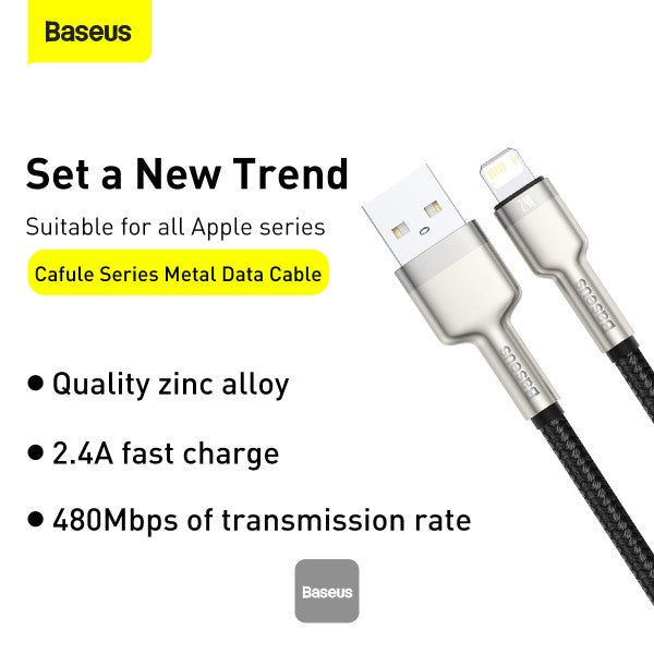 Baseus Cafule Series Metal Data Cable USB to Lightning 24A 1M - Black