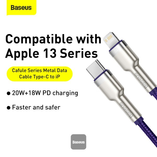 Baseus Cafule Series Metal Data Cable USB to Lightning PD 20W 1M - Purple