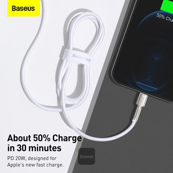 Baseus Cafule Series Metal Data Cable USB to Lightning PD 20W 1M - White