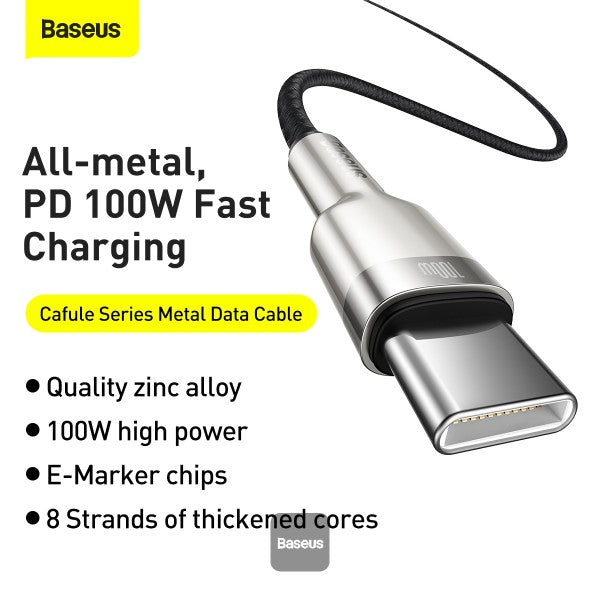 Baseus Cafule Series Metal Data Cable Type-C to Type-C 100W 2M - Black
