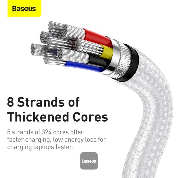 Baseus Cafule Series Metal Data Cable Type-C to Type-C 100W 2M - White