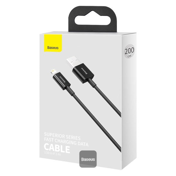 Baseus Superior Series Fast Charging Data Cable USB to iP 24A (2m) Black