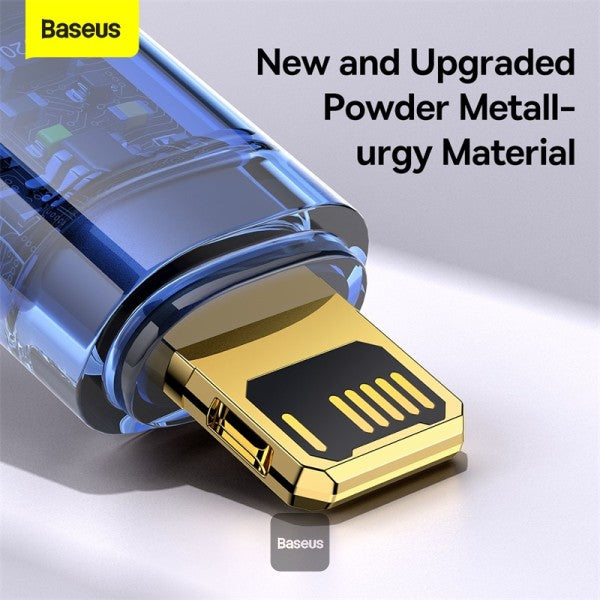 Baseus Explorer Series Auto Power-Off USB-A to Lightning Cable - 24A Fast Charging Cable and 480Mbps Data Transfer 1M - Blue
