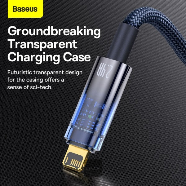 Baseus Explorer Series Auto Power-Off USB-A to Lightning Cable - 24A Fast Charging Cable and 480Mbps Data Transfer 1M - Blue