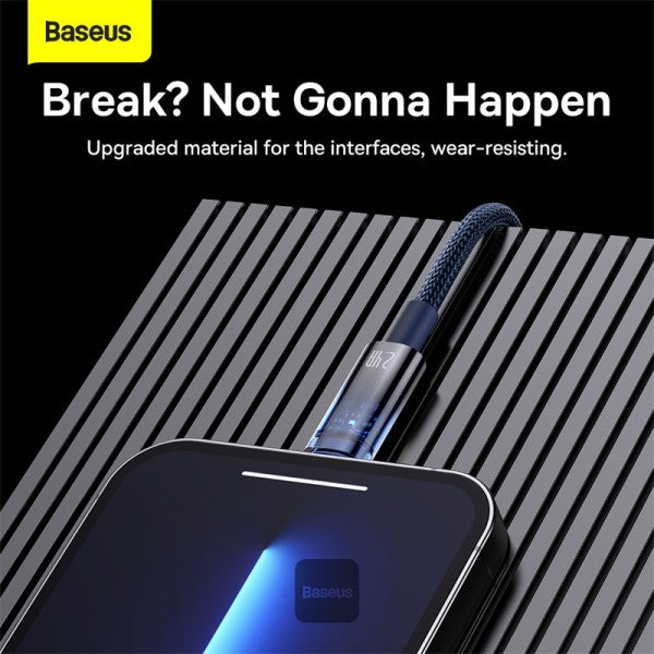 Baseus Explorer Series Auto Power-Off USB-A to Lightning Cable - 24A Fast Charging Cable and 480Mbps Data Transfer 1M - Blue