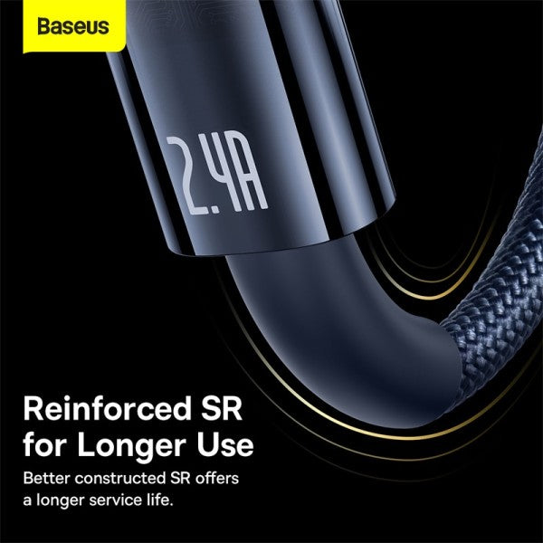 Baseus Explorer Series Auto Power-Off USB-A to Lightning Cable - 24A Fast Charging Cable and 480Mbps Data Transfer 1M - Blue
