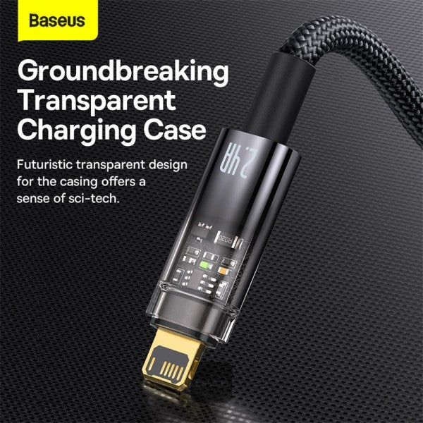 Baseus Explorer Series Auto Power-Off USB-A to Lightning Cable - 24A Fast Charging Cable and 480Mbps Data Transfer 1M - Black