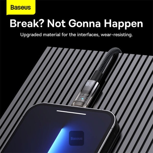Baseus Explorer Series Auto Power-Off USB-A to Lightning Cable - 24A Fast Charging Cable and 480Mbps Data Transfer 1M - Black
