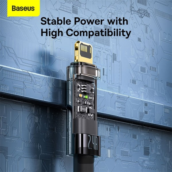 Baseus Explorer Series Auto Power-Off USB-A to Lightning Cable - 24A Fast Charging Cable and 480Mbps Data Transfer 1M - Black