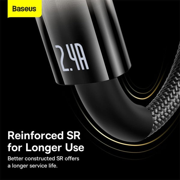 Baseus Explorer Series Auto Power-Off USB-A to Lightning Cable - 24A Fast Charging Cable and 480Mbps Data Transfer 1M - Black