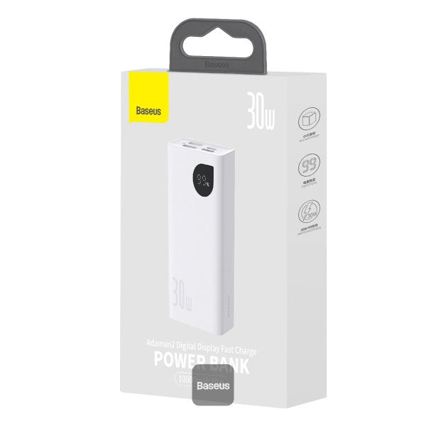 Baseus Adaman2 Metal Digital Display Quick Charge Power Bank 10000mAh 30W - White