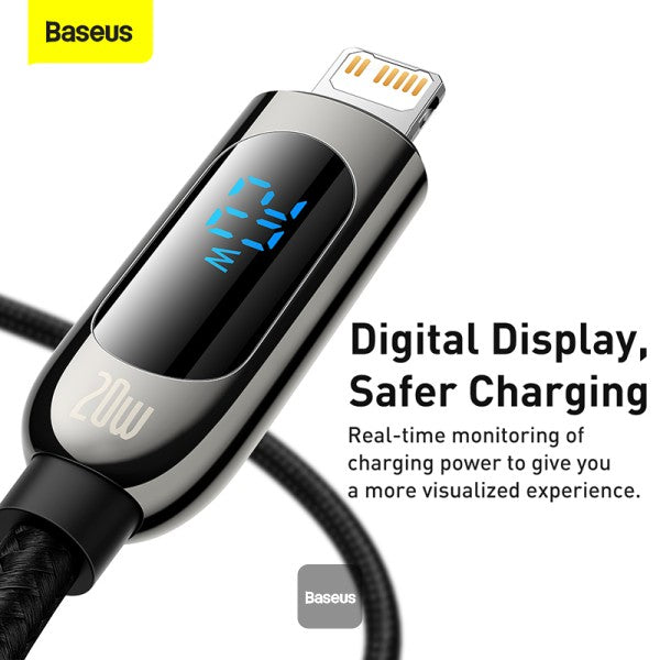 Baseus Display Fast Charging Data Cable Type-C to Lightning 20W 1M - Black