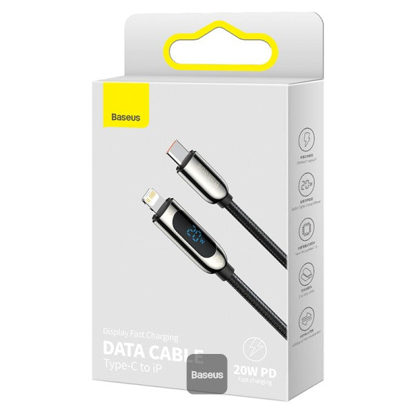 Baseus Display Fast Charging Data Cable Type-C to Lightning 20W 1M - Black
