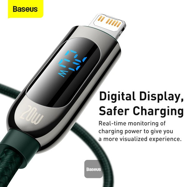 Baseus Display Fast Charging Data Cable Type-C to Lightning 20W 1M - Green