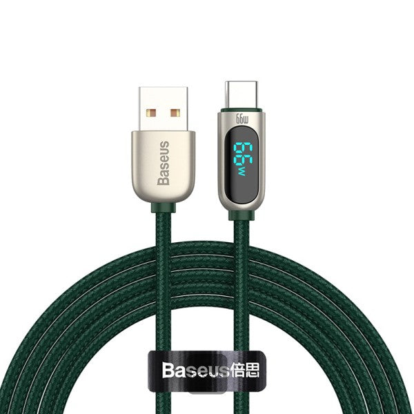 Baseus Display Fast Charging Data Cable USB to Type-C 66W (2m) Green
