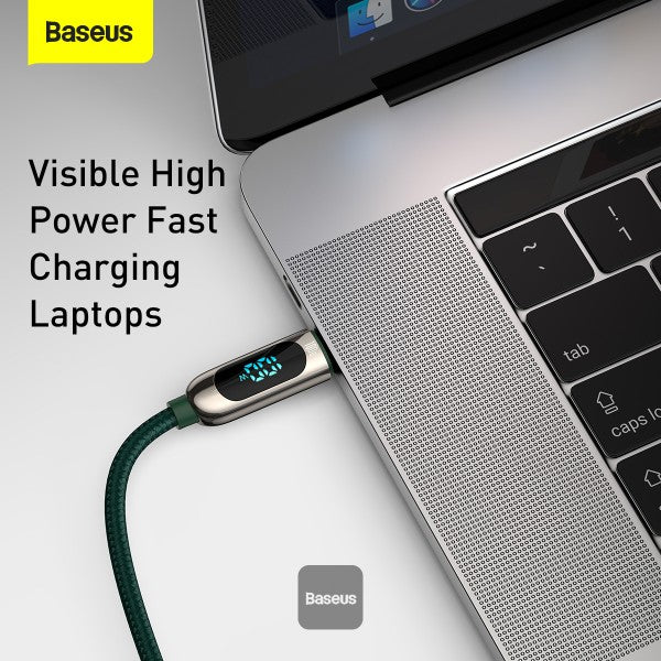 Baseus LED Display Fast Charging Data Cable Type-C to Type-C 100W 5A 1M - Green