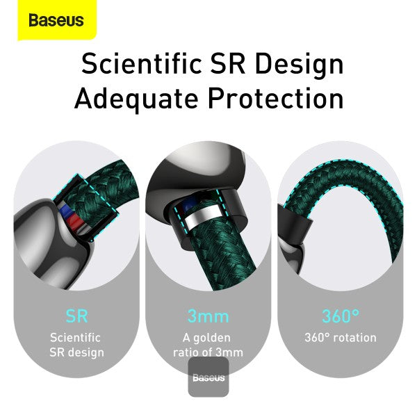 Baseus LED Display Fast Charging Data Cable Type-C to Type-C 100W 5A 1M - Green