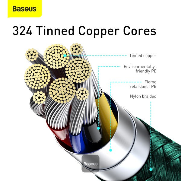 Baseus LED Display Fast Charging Data Cable Type-C to Type-C 100W 5A 1M - Green