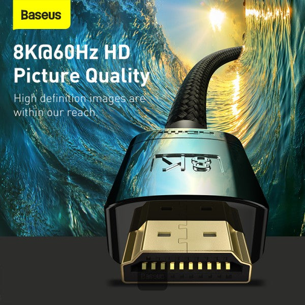 Baseus High Definition Series HDMI 8K to Adaptor Cable (Zinc Alloy) (1M) - Black