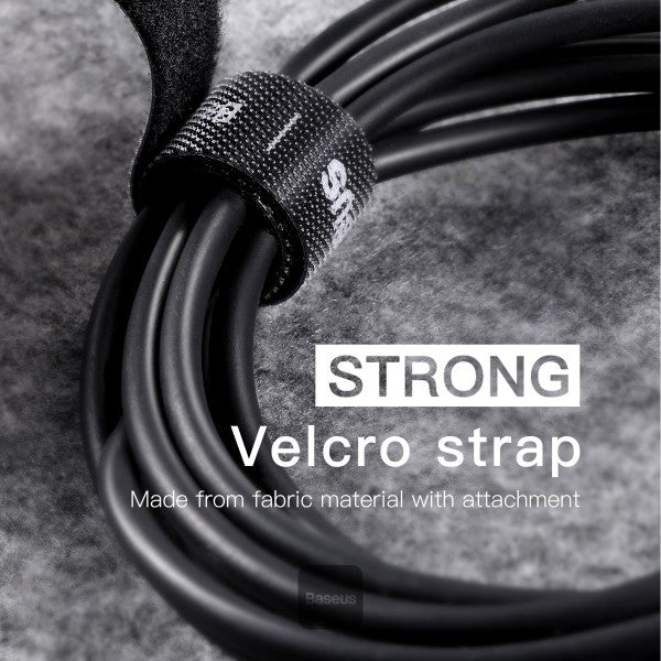 Baseus 3M Velcro Adhesive Tape - Extra Strong Double-Sided Hook & Loop Fastener Reusable Cable Management Straps for Home Office Indoor Outdoor Use - Black