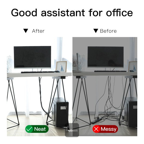 Baseus 3M Velcro Adhesive Tape - Extra Strong Double-Sided Hook & Loop Fastener Reusable Cable Management Straps for Home Office Indoor Outdoor Use - Black