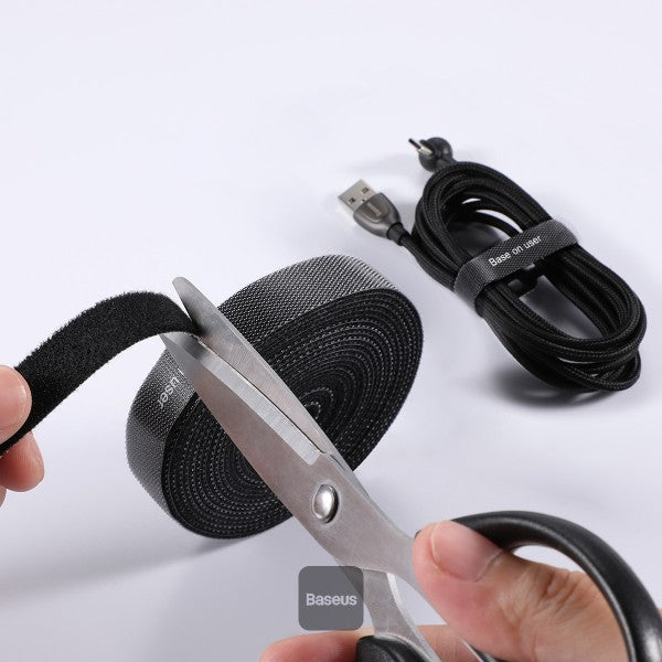Baseus 3M Velcro Adhesive Tape - Extra Strong Double-Sided Hook & Loop Fastener Reusable Cable Management Straps for Home Office Indoor Outdoor Use - Black