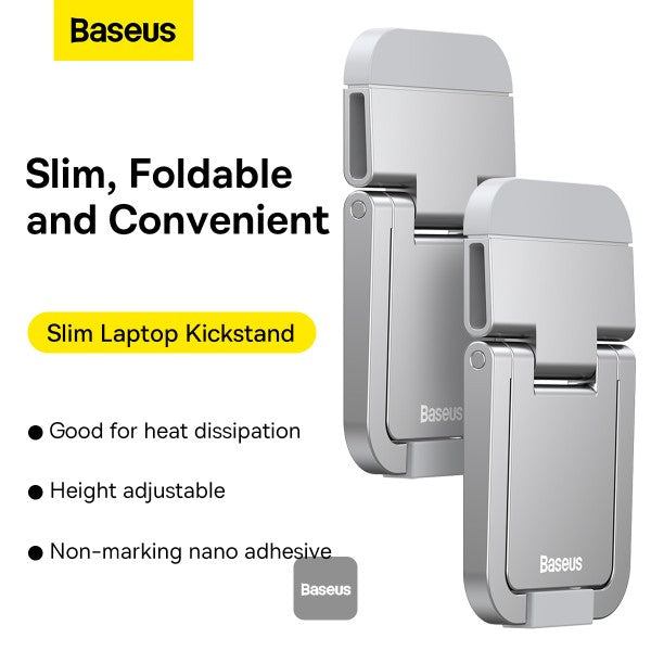 Baseus Slim Laptop Kickstand (2 PCS) Compact Durable Heat Dissipation Adjustable Viewing Angle - Silver